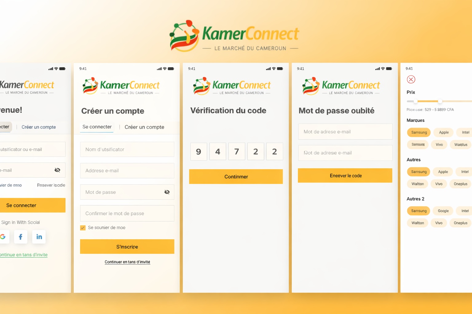 Interface Application Kamer Connect 1