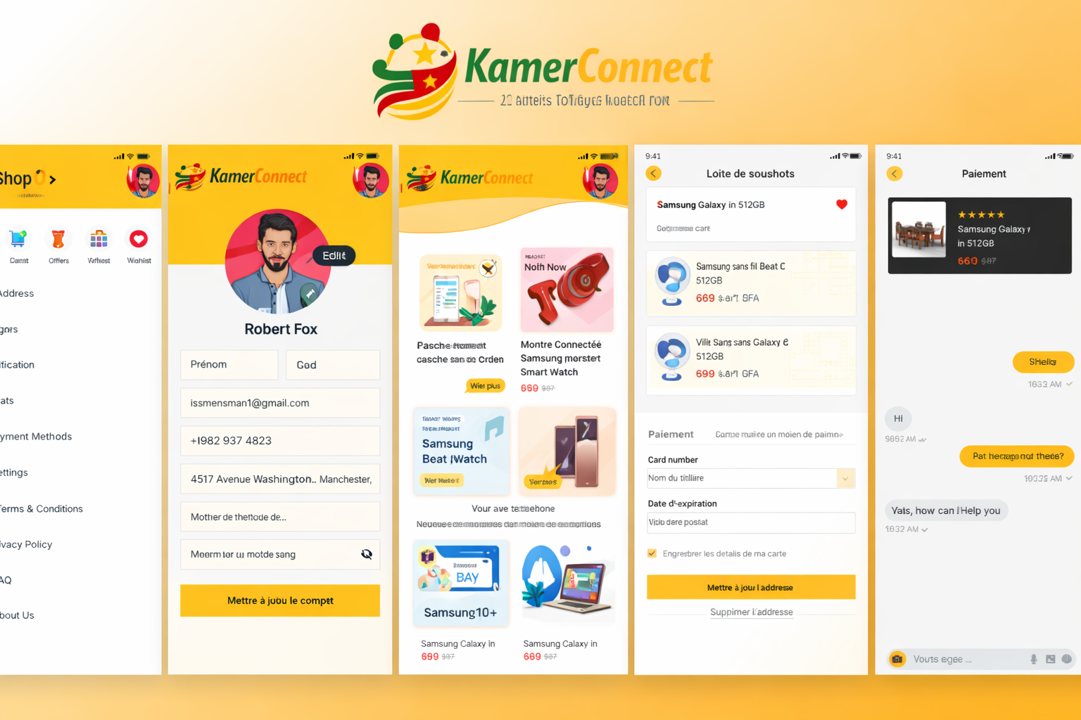 Interface Application Kamer Connect 3